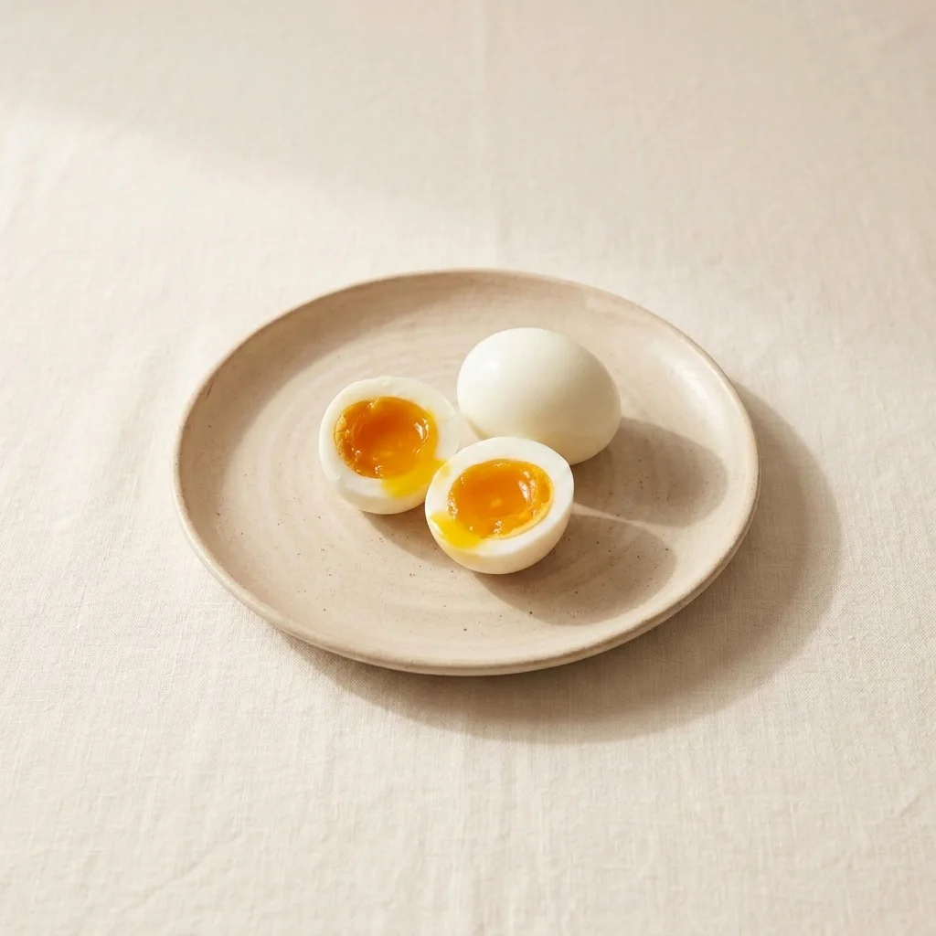Soft-boiled eggs on a plate