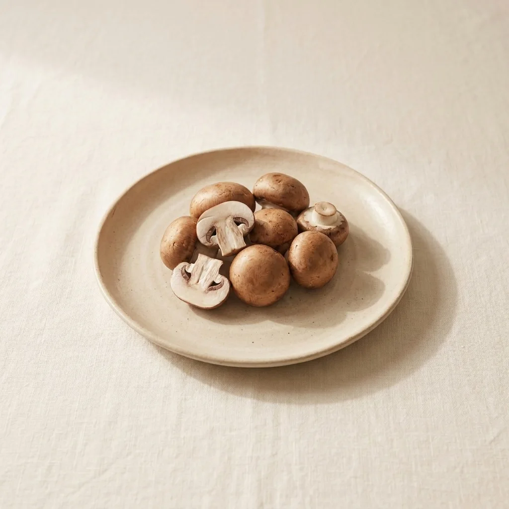 Chestnut mushrooms on a plate