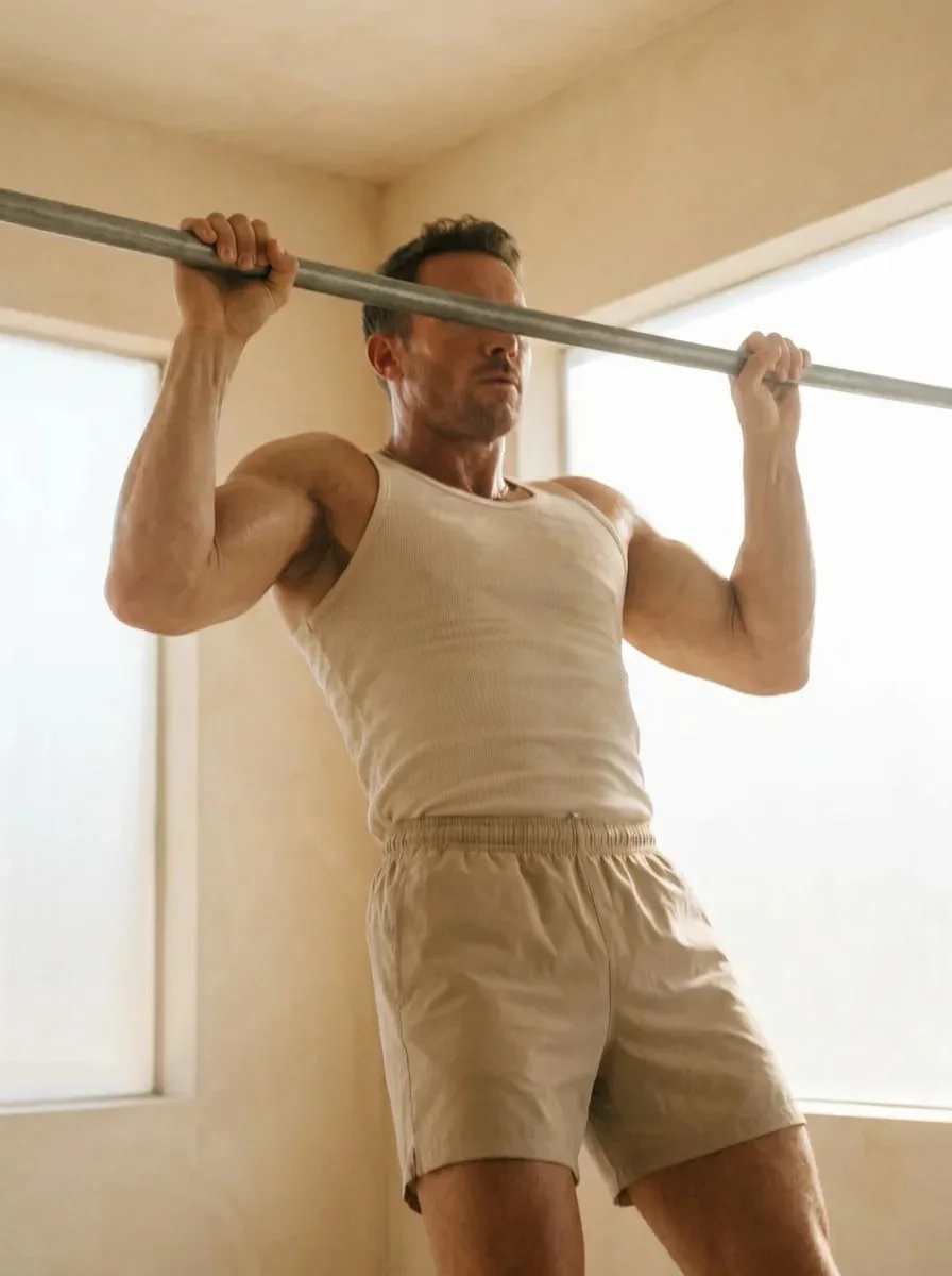 A man mid pull-up