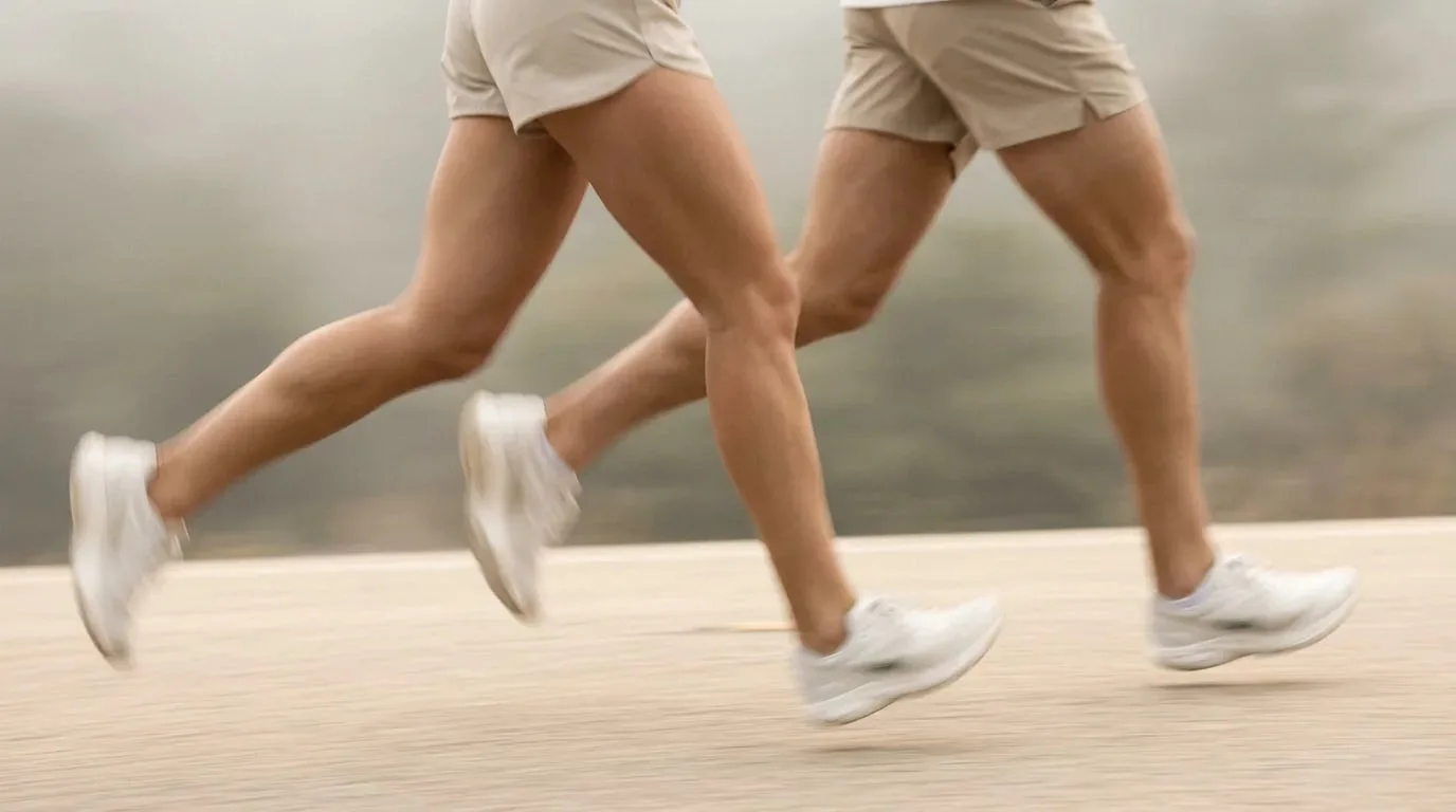 Two runners mid-stride