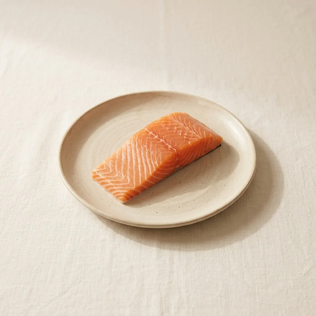 A salmon fillet on a plate