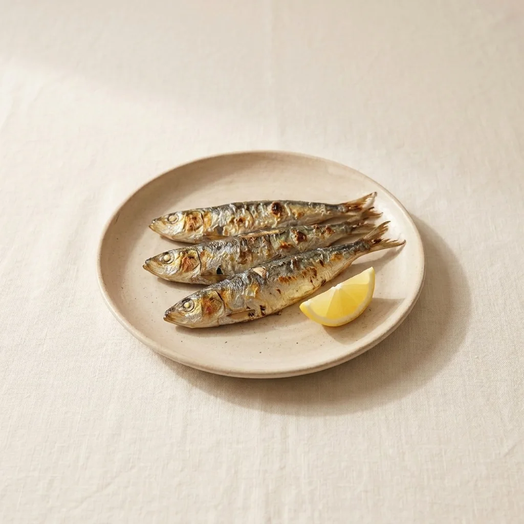 Grilled sardines on a plate