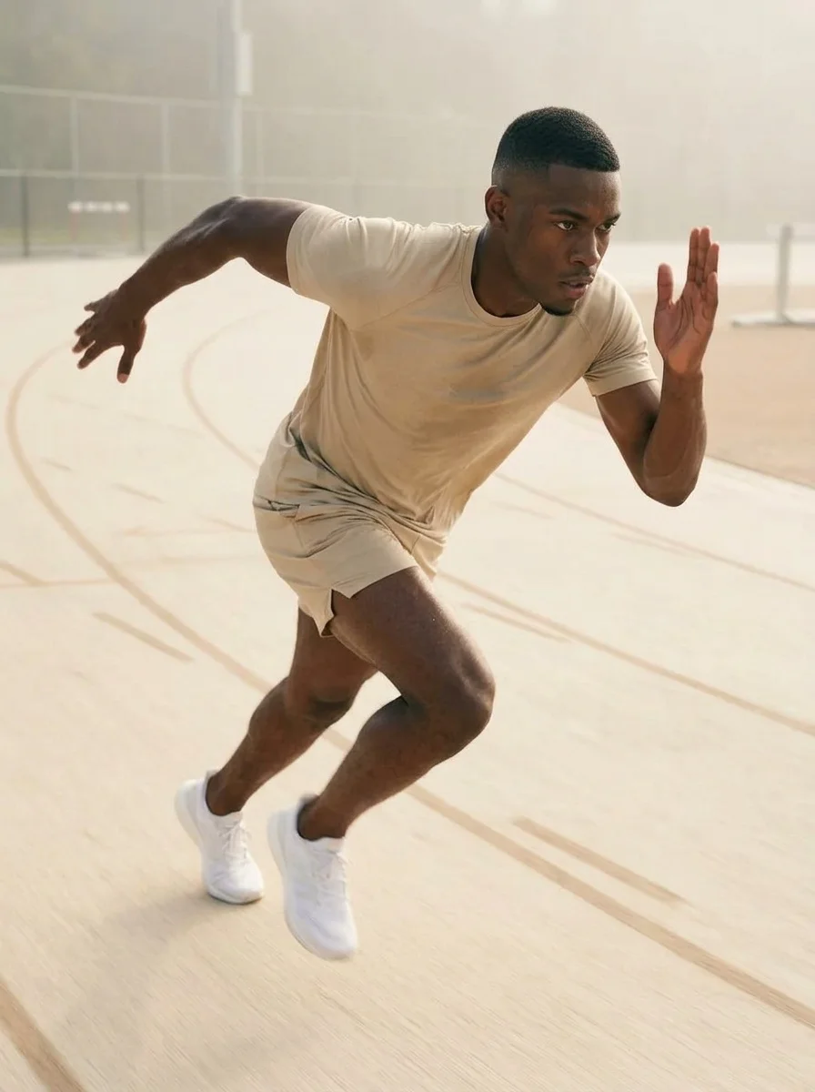 A man exploding out of a sprint start